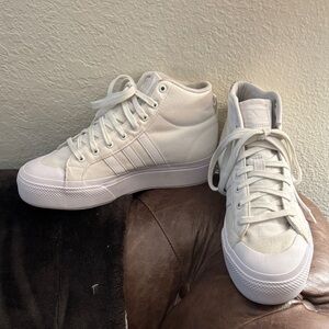Adidas canvas White High-Top Sneakers size 10 Women’s